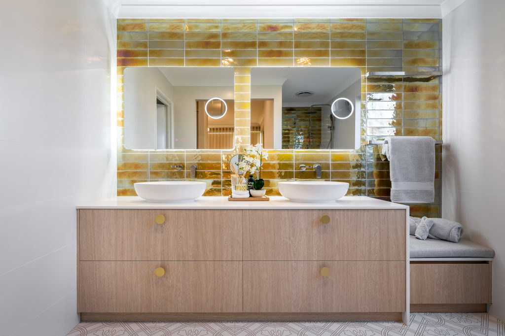Tech-savvy LED mirrors in the hotel style ensuite