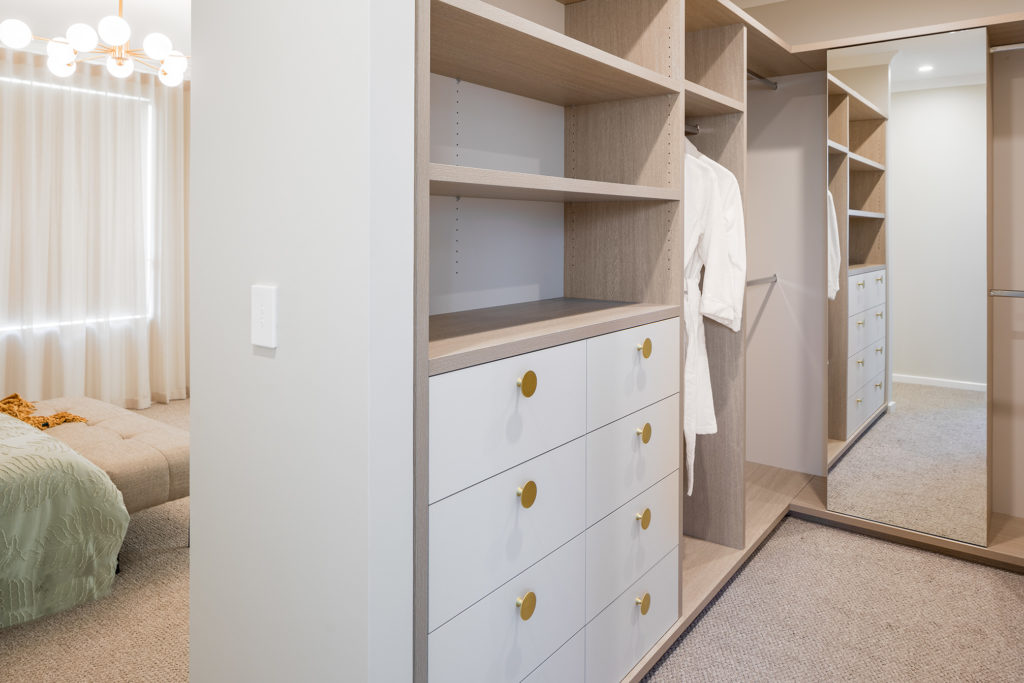 Walk in robe, with white drawers