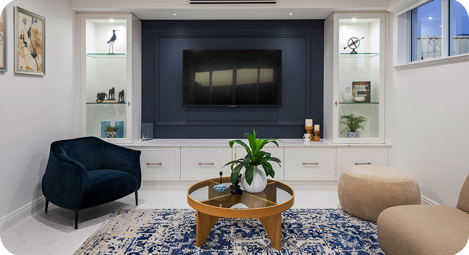 Theatre room with built in cabinetry coastal home Georgian style homes Perth Theatre room with built in cabinetry coastal home